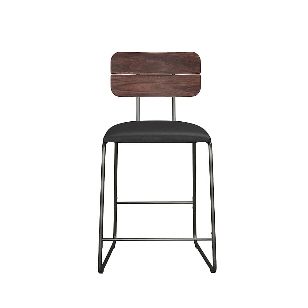 Angle View: Walker Edison - Modern Counter-Height Mixed-Material Barstool (2-Piece set) - Black