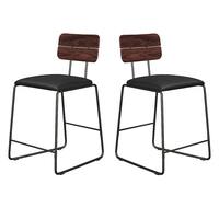 Walker Edison - Modern Counter-Height Mixed-Material Barstool (2-Piece set) - Black - Front_Zoom