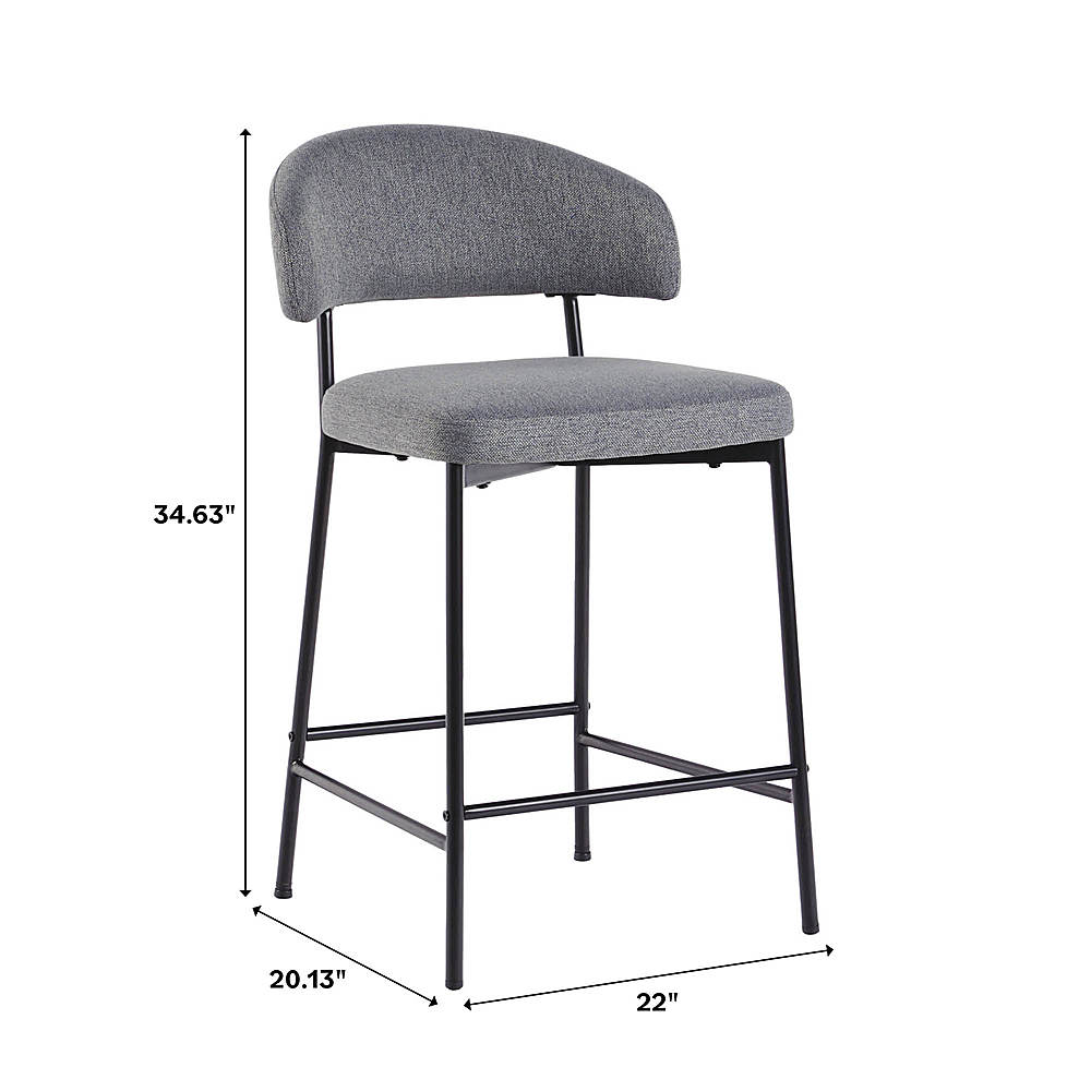Walker Edison Modern Curved Back Counter Stool (2-Piece Set) Charcoal ...