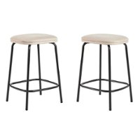 Walker Edison - Transitional Upholstered Seat Counter Stool (2-Piece set) - Ivory - Front_Zoom
