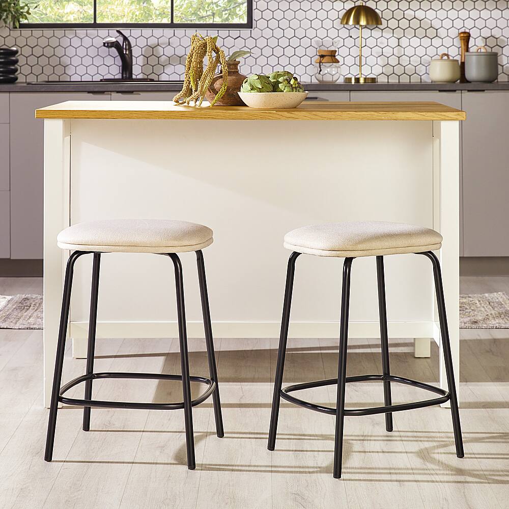 Best Buy: Walker Edison Modern Upholstered Seat Counter Stool (2-Piece ...