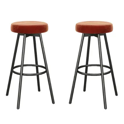 Front. Walker Edison - Transitional Glam Swivel-Seat Barstool (2-Piece set) - Rust.