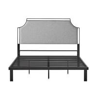 Walker Edison - Traditional Metal Upholstered Queen Bedframe - Gray - Front_Zoom
