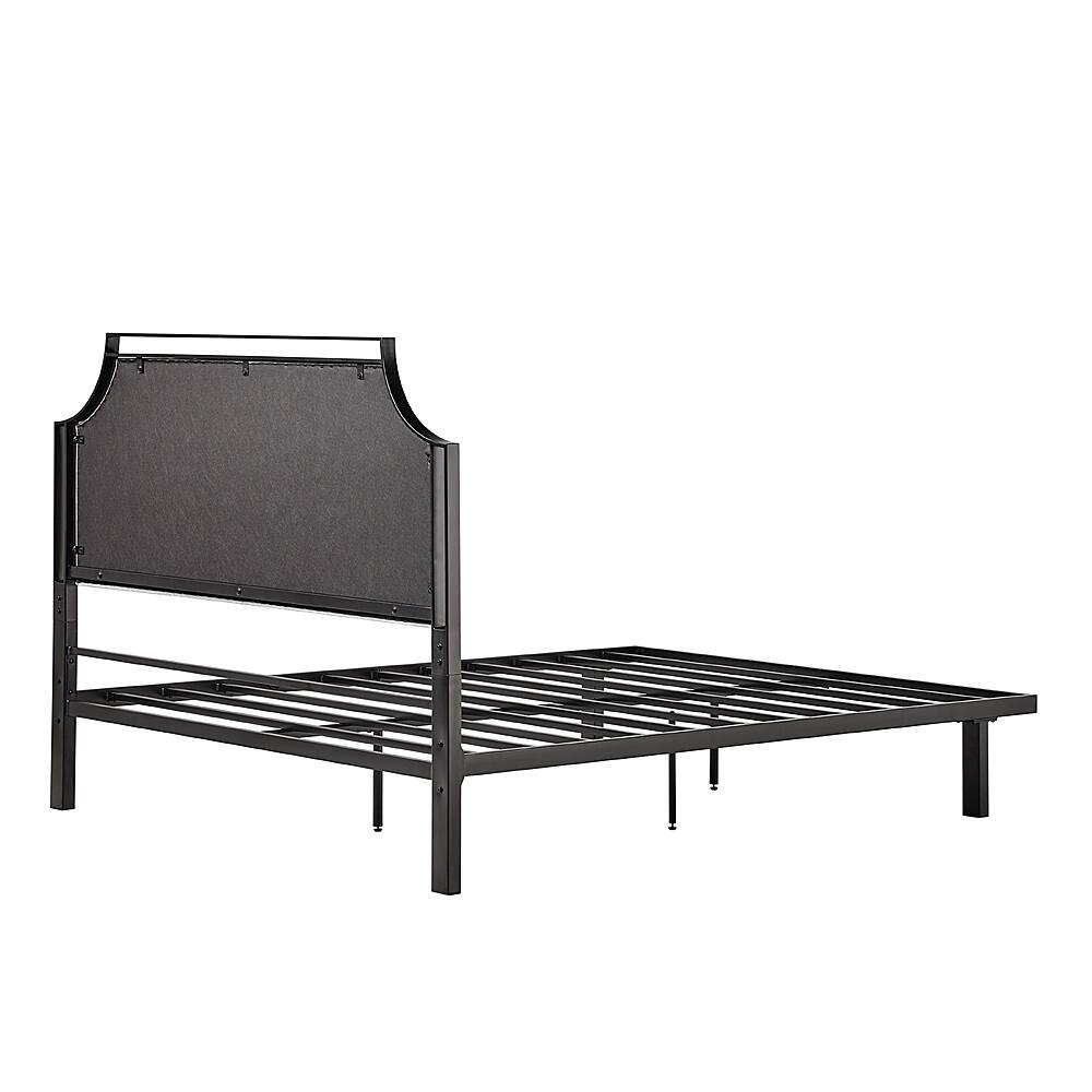 Left Zoom. Walker Edison - Traditional Metal Upholstered Queen Bedframe - Gray.