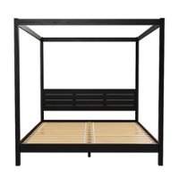 Walker Edison - Minimalist Solid Wood Canopy King Bedframe - Black - Front_Zoom