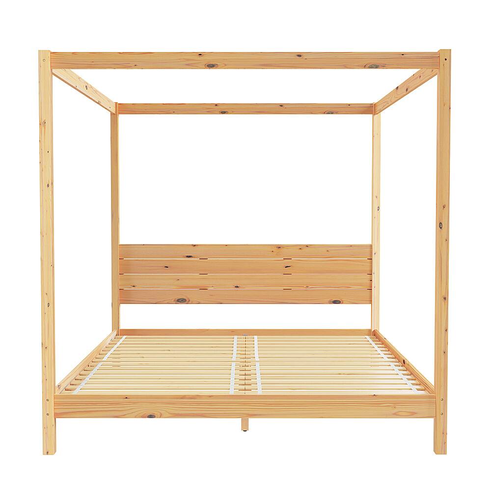 Walker Edison - Minimalist Solid Wood Canopy King Bedframe - Natural Pine - Front_Zoom