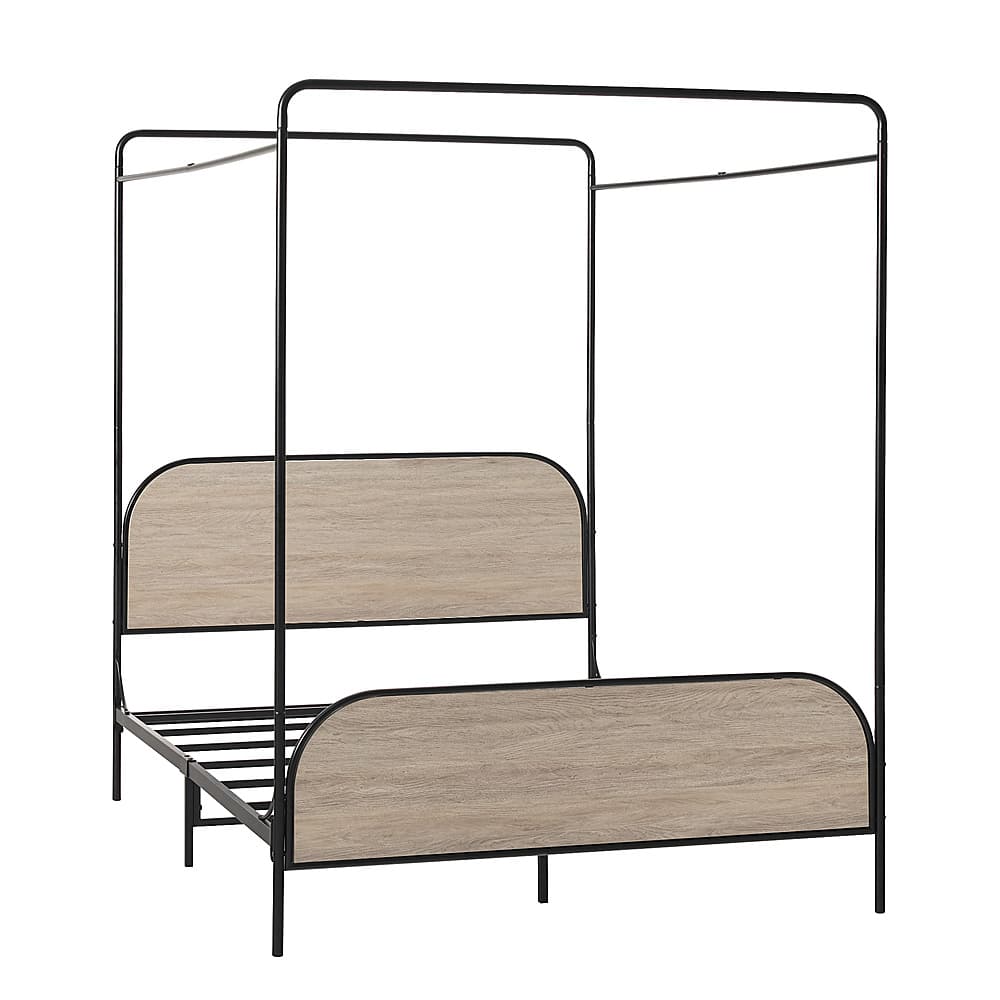 Walker Edison – Modern Metal and Wood Canopy Queen Bedframe – Smoked Oak Sansujyuku sansujyuku.com