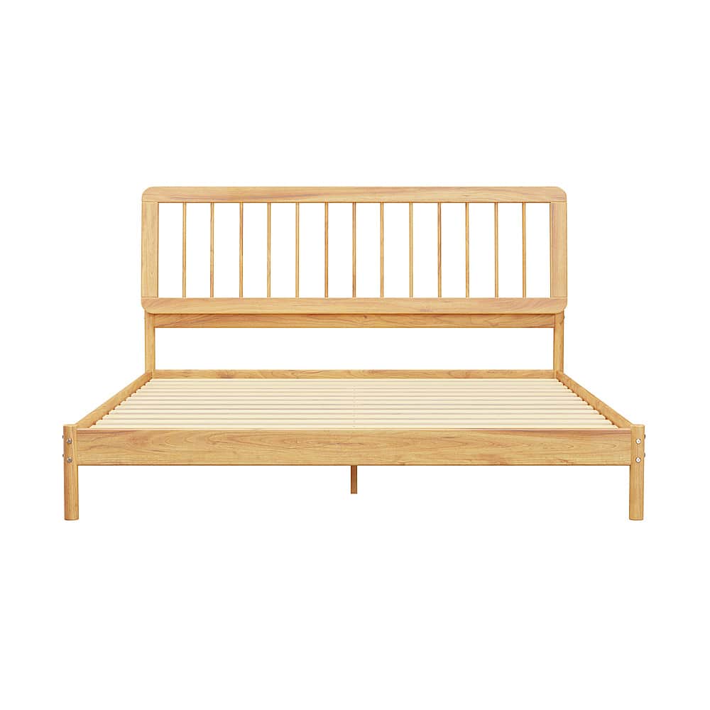 Walker Edison - Mid-Century Modern Slatted Solid Wood King Bedframe - Natural Pine - Front_Zoom