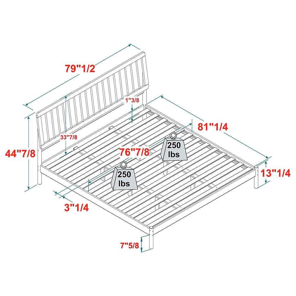 Walker Edison Mid-Century Modern Slatted Solid Wood King Bedframe ...