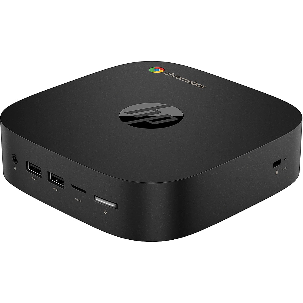 Left. HP - G4 Mini Chromebox - Intel Celeron - 4GB Memory - 64GB Emmc - Black.