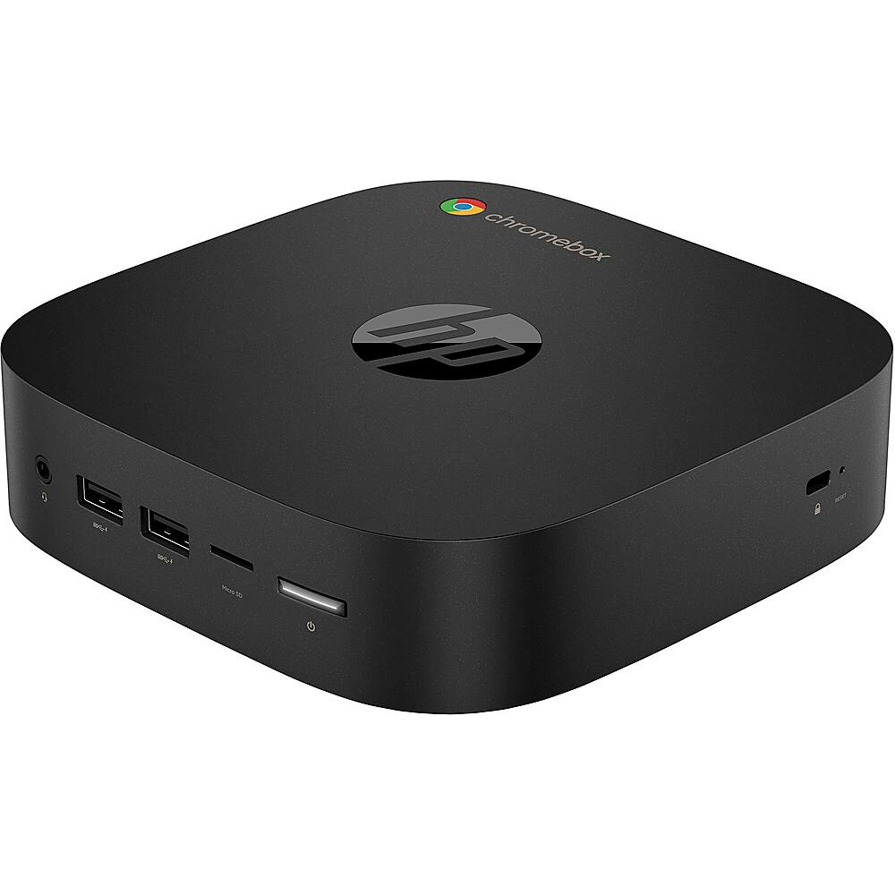 Left. HP - G4 Mini Chromebox - Intel Celeron - 4GB Memory - 64GB Emmc - Black.