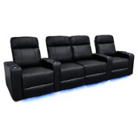 Valencia Theater Seating - Valencia Piacenza Row of 4 Loveseat Center Premium Top Grain Grade 9000 Leather Home Theater Seating - Black - Angle_Zoom