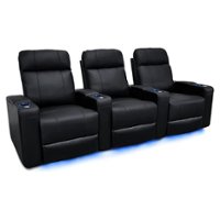 Valencia Theater Seating - Valencia Piacenza Row of 3 Premium Top Grain Grade 9000 Leather Home Theater Seating - Black - Angle_Zoom