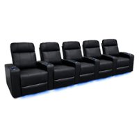 Valencia Theater Seating - Valencia Piacenza Row of 5 Premium Top Grain Grade 9000 Leather Home Theater Seating - Black - Angle_Zoom