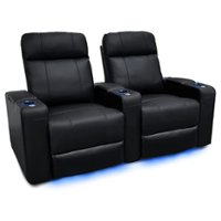 Valencia Theater Seating - Valencia Piacenza Row of 2 Premium Top Grain Grade 9000 Leather Home Theater Seating - Black - Angle_Zoom