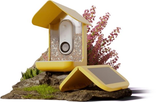Front Zoom. Bird Buddy - Smart Bird Feeder with Solar Roof - Yellow.
