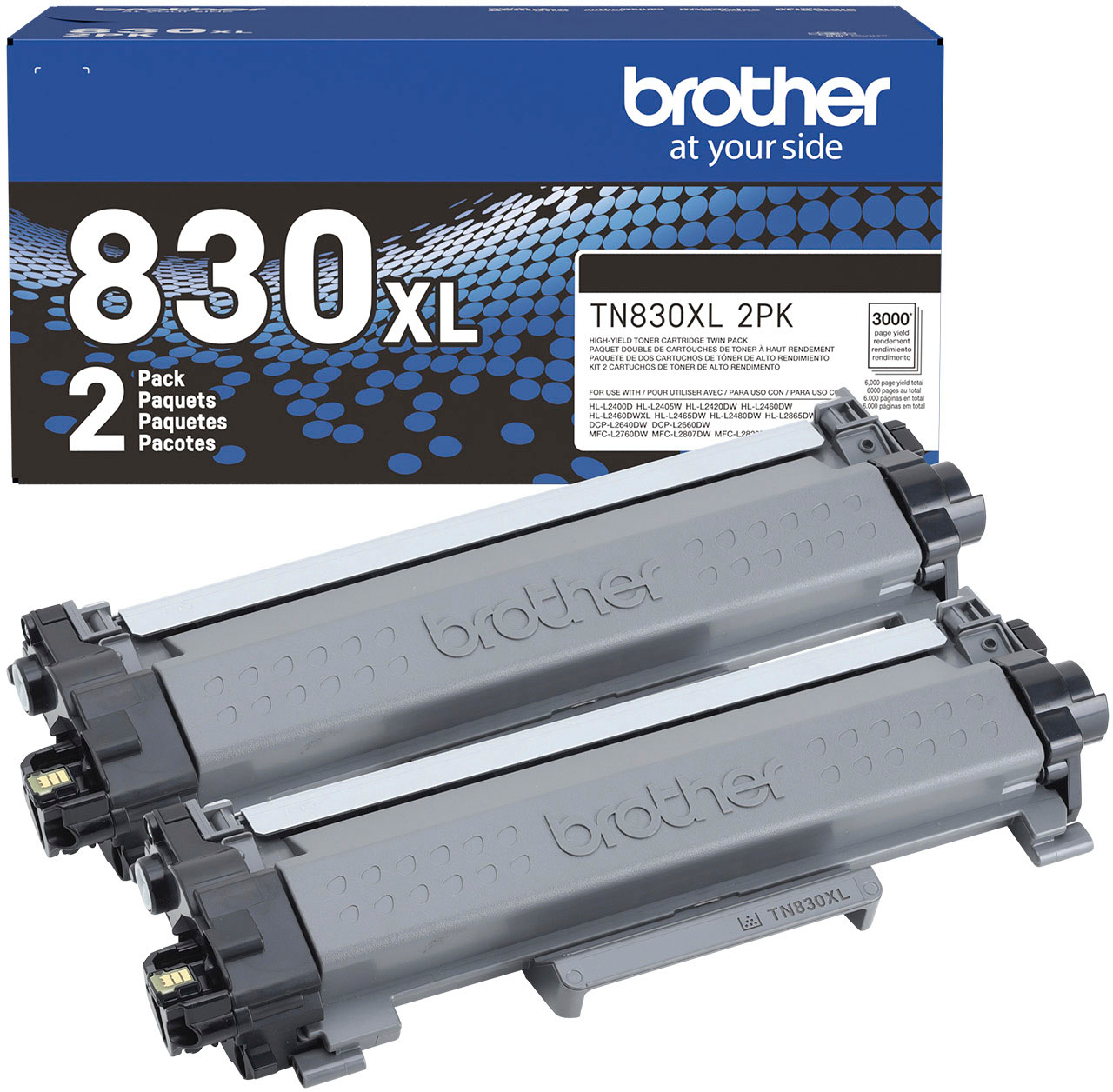 Brother Genuine TN760 2-Pack High Yield Black Toner Cartridge with  Approximately 3,000 Page Yield/Cartridge
