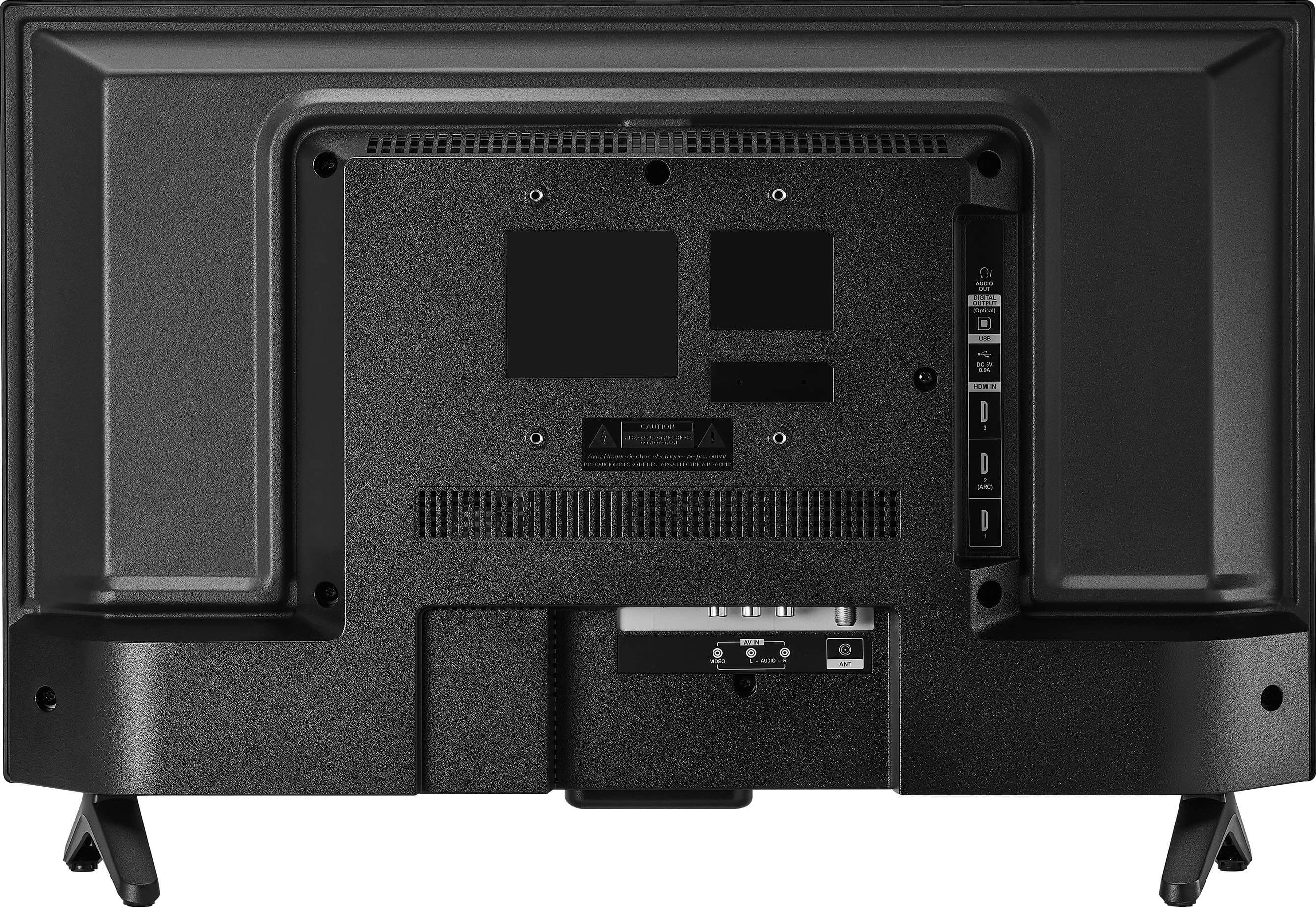 A black television set with a remote control.