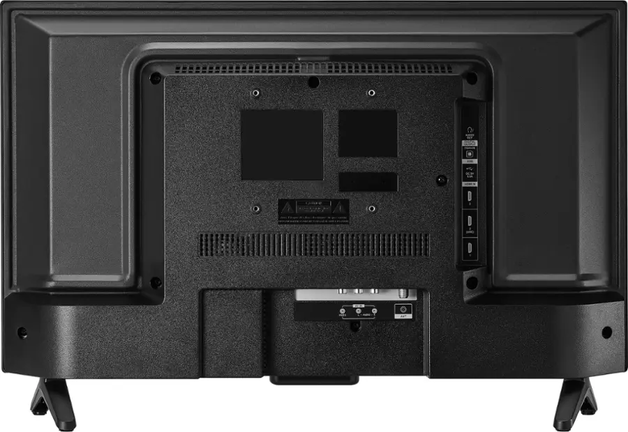 A black television set with a remote control.