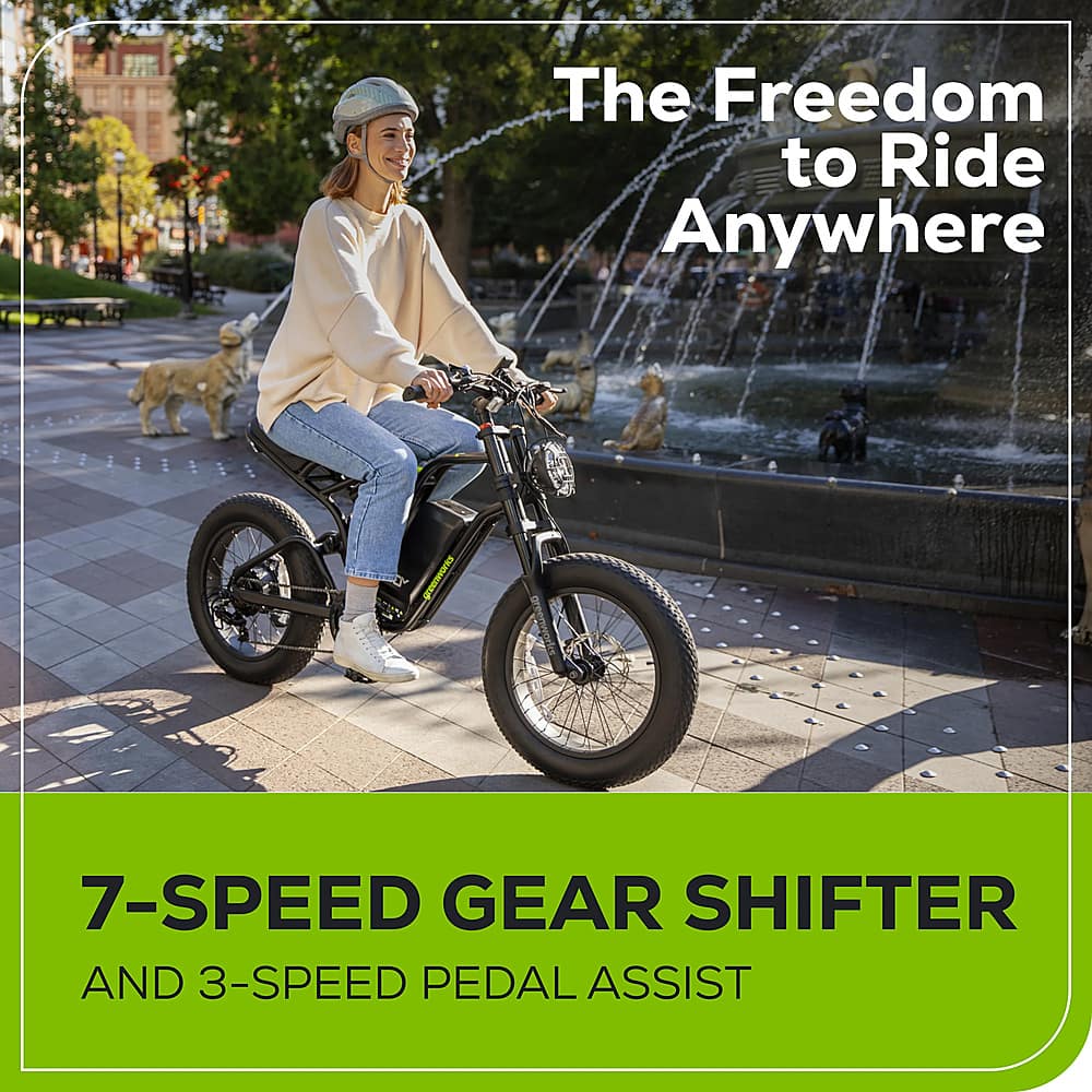 Alt View 15. Greenworks - 80V 20" Venture Series Fat Tire Utility EBike w/ 22mi Max Op. Rang & 20mph Max Speed w/4.0 Ah Battery and Charger - Black.