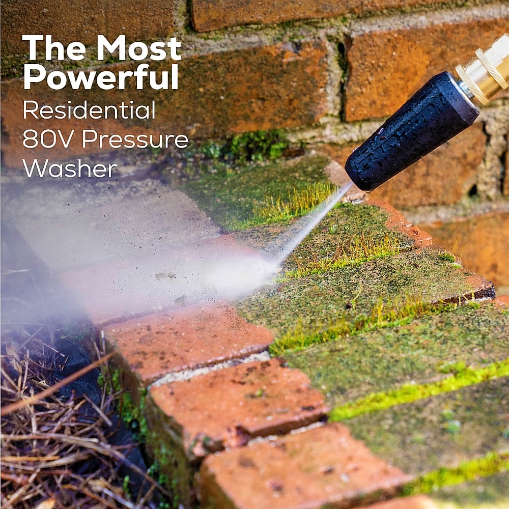 Angle. Greenworks - Greenworks 80V 3000 PSI Pressure Washer with Two (2) 4.0Ah Batteries & Dual-Port Rapid Charger - Black.