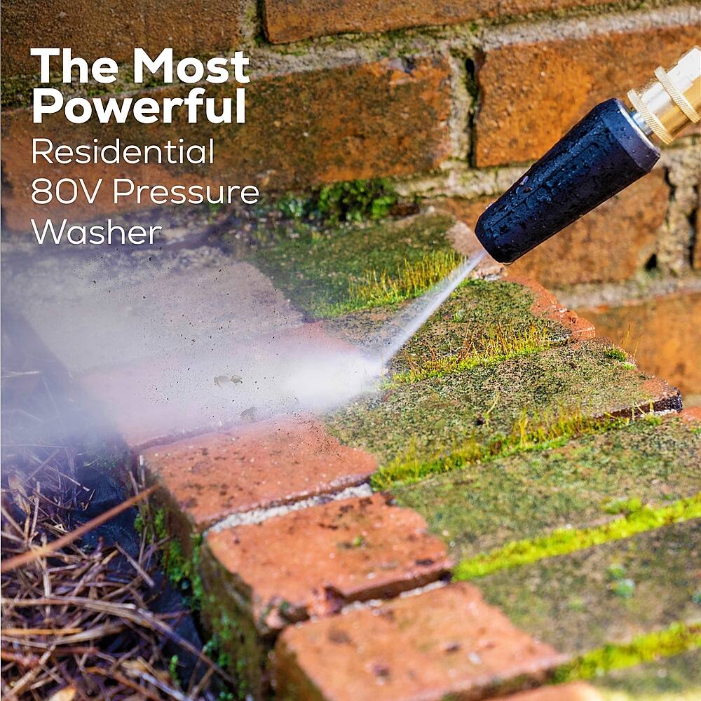 Angle. Greenworks - Greenworks 80V 3000 PSI Pressure Washer with Two (2) 4.0Ah Batteries & Dual-Port Rapid Charger - Black.