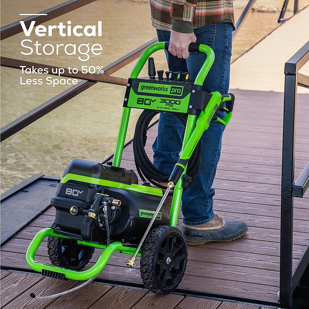 Alt View 15. Greenworks - Greenworks 80V 3000 PSI Pressure Washer with Two (2) 4.0Ah Batteries & Dual-Port Rapid Charger - Black.