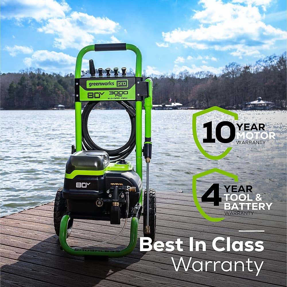 Alt View 17. Greenworks - Greenworks 80V 3000 PSI Pressure Washer with Two (2) 4.0Ah Batteries & Dual-Port Rapid Charger - Black.