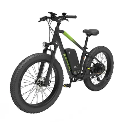 Front. Greenworks - 80V 26" Venture Series Fat Tire Mountain EBike w/ 22mi. Max Op. Range & 20mph Max Speed (Battery & Charger not included) - Black.