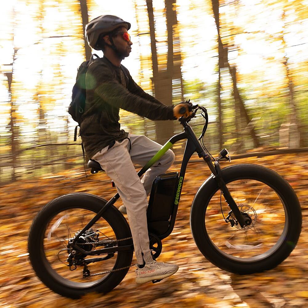 Alt View 31. Greenworks - 80V 26" Venture Series Fat Tire Mountain EBike w/ 22mi. Max Op. Range & 20mph Max Speed w/ 4.0Ah Battery & Charger - Black.