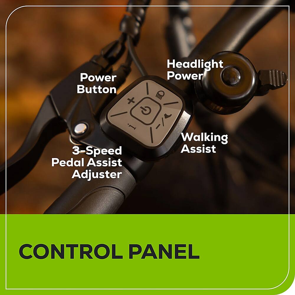 Alt View 15. Greenworks - 80V 26" Venture Series Fat Tire Mountain EBike w/ 22mi. Max Op. Range & 20mph Max Speed w/ 4.0Ah Battery & Charger - Black.