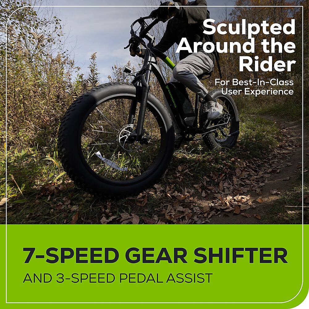 Alt View 16. Greenworks - 80V 26" Venture Series Fat Tire Mountain EBike w/ 22mi. Max Op. Range & 20mph Max Speed w/ 4.0Ah Battery & Charger - Black.
