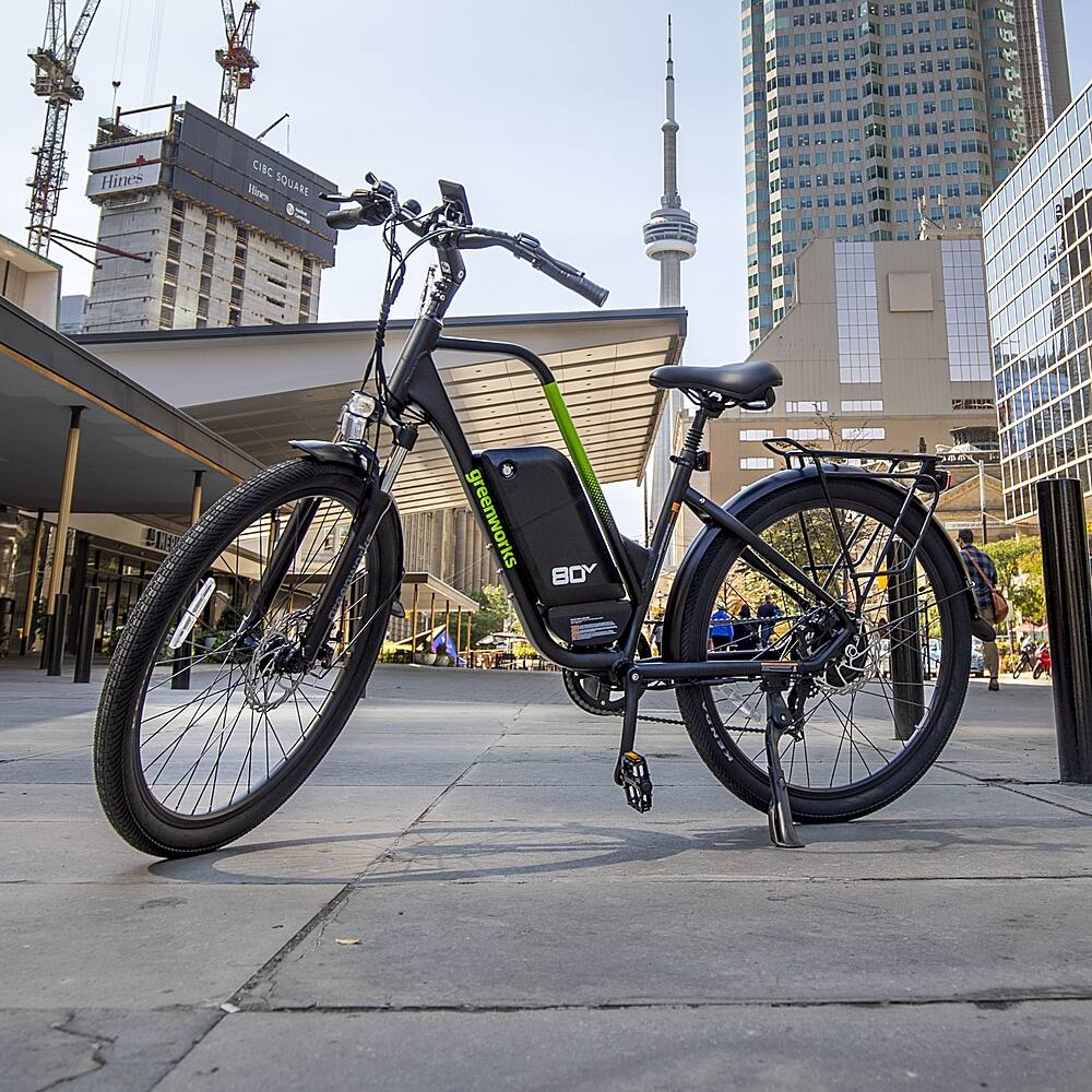 Angle. Greenworks - 80V 27.5" Venture Series Commuter EBike w/ 22mi. Max Op. Range & 22mph Max Speed (Battery & Charger not included) - Black.