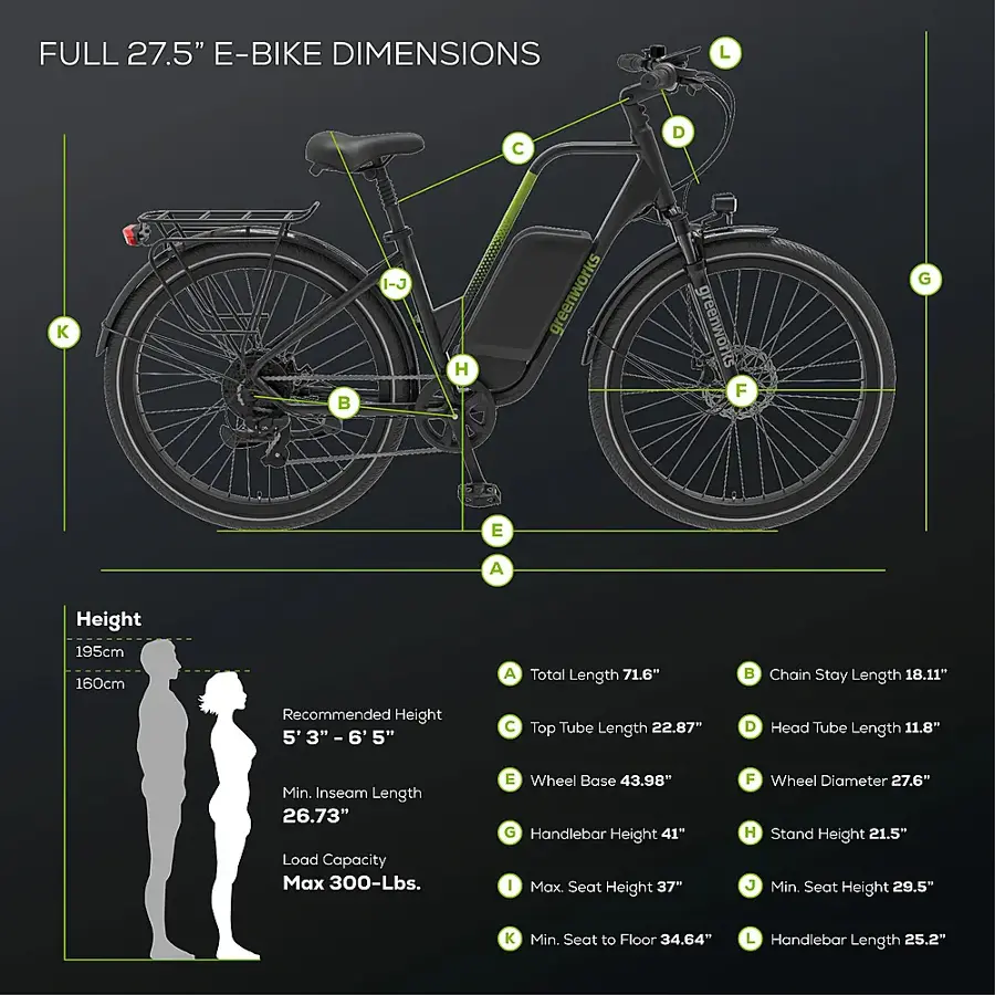 Alt View 16. Greenworks - 80V 27.5" Venture Series Commuter EBike w/ 22mi. Max Op. Range & 22mph Max Speed (Battery & Charger not included) - Black.