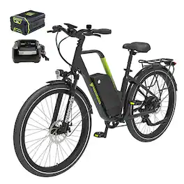 Greenworks - 80V 27.5" Venture Series Commuter EBike w/ 22mi. Max Op. Range & 22mph Max Speed w/ 4.0Ah Battery & Charger - Black