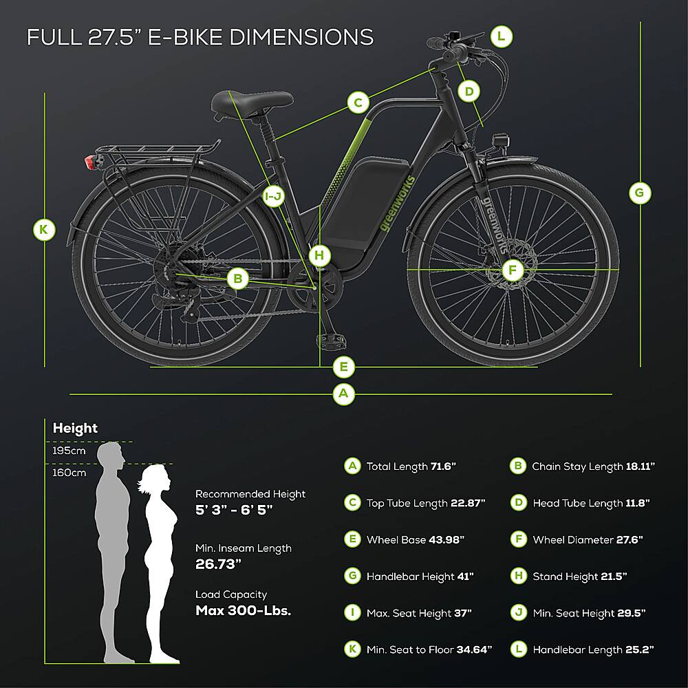 Alt View 16. Greenworks - 80V 27.5" Venture Series Commuter EBike w/ 22mi. Max Op. Range & 22mph Max Speed w/ 4.0Ah Battery & Charger - Black.