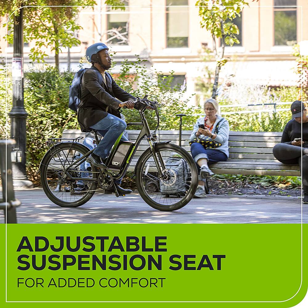 Alt View 17. Greenworks - 80V 27.5" Venture Series Commuter EBike w/ 22mi. Max Op. Range & 22mph Max Speed w/ 4.0Ah Battery & Charger - Black.