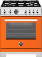 Bertazzoni - 30" Professional Series range - Electric self clean oven - 4 brass burners - Orange - Front_Zoom