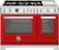 Front. Bertazzoni - 48" Professional Series range - Electric self clean oven - 6 brass burners + griddle - Red.