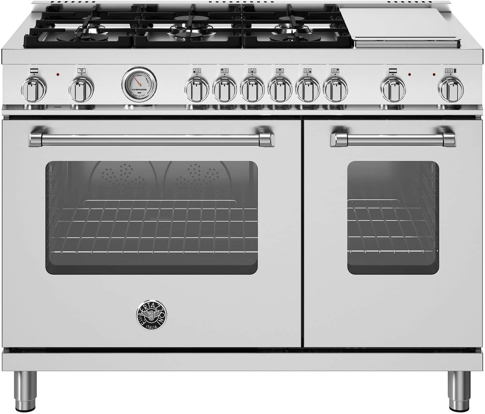 Bertazzoni - 48" Master Series range - Dual Fuel - 6 aluminum burners - Stainless Steel - Front_Zoom