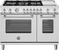 Bertazzoni - 48 in. Wide 6 Burner Master Series Dual Fuel Freestanding Range - Stainless Steel
