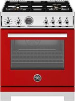Bertazzoni - 30" Professional Series range - Electric self clean oven - 4 brass burners - Red - Front_Zoom