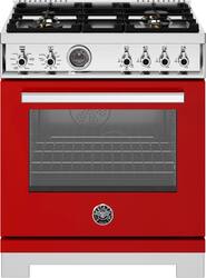 Bertazzoni - 30" Professional Series range - Electric self clean oven - 4 brass burners - Red - Front_Zoom