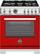 Front. Bertazzoni - 30" Professional Series range - Electric self clean oven - 4 brass burners - Red.