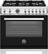 Front. Bertazzoni - 36" Professional Series range - Gas oven - 6 brass burners - Black.