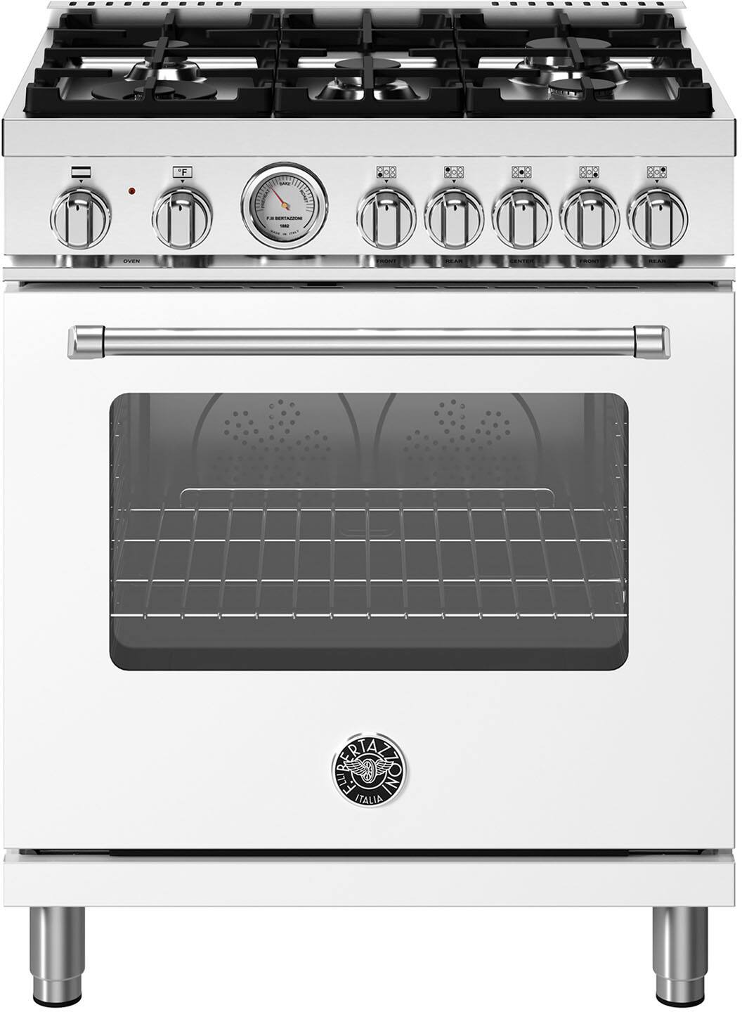Bertazzoni - 30" Master Series range - Dual Fuel - 5 aluminum burners - Matte White