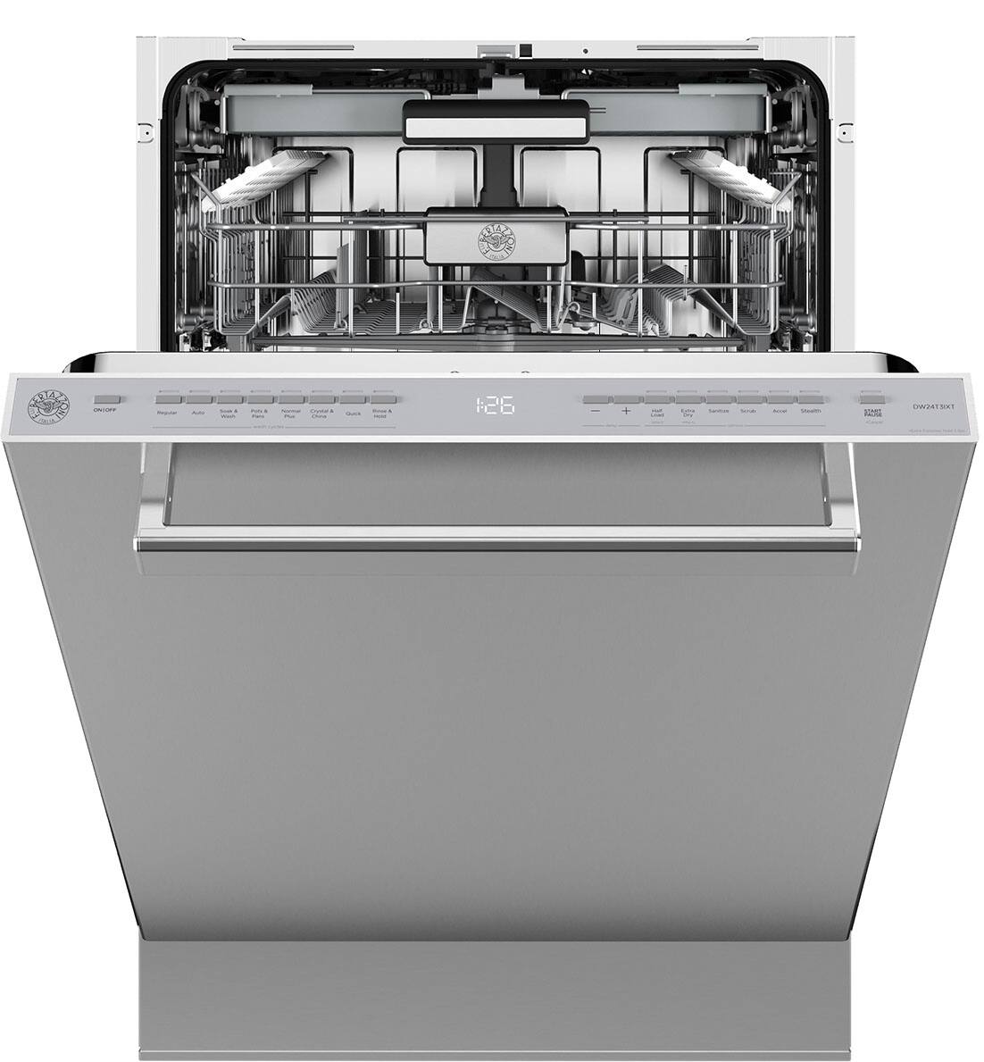 Front. Bertazzoni - 24” Dishwasher, Panel Installed, Tall Tub – Handle kit necessary.