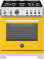 Bertazzoni - 30" Professional Series range - Electric self clean oven - 4 brass burners - Yellow - Front_Zoom
