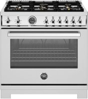 Bertazzoni - 36" Professional Series range - Gas oven - 6 brass burners - Stainless Steel - Front_Zoom