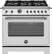 Front. Bertazzoni - 36" Heritage Series range - Dual Fuel self clean oven - 6 brass burners - Stainless Steel.